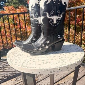 Rodeo Quincy Rosita Black and White Western Cowboy Boots